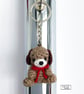 Keyring, Crocheted Brown Dog, handmade by Lily Lily Handmade - Image 1
