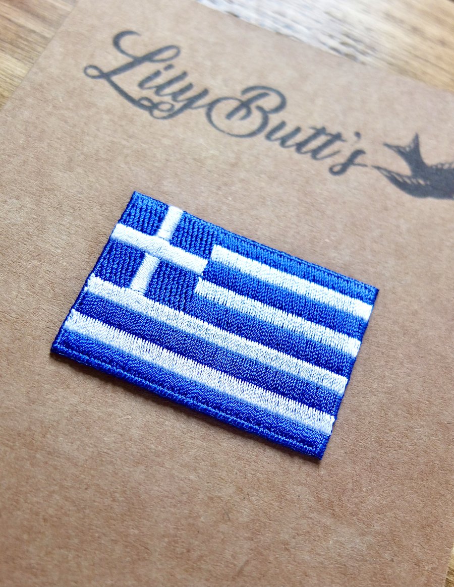 Embroidered Flag Greece Iron Patch 3.5cm x 5cm