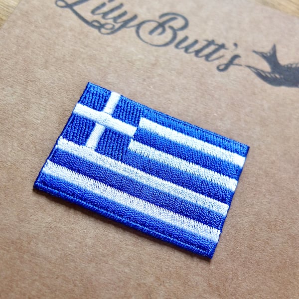 Embroidered Flag Greece Iron Patch 3.5cm x 5cm