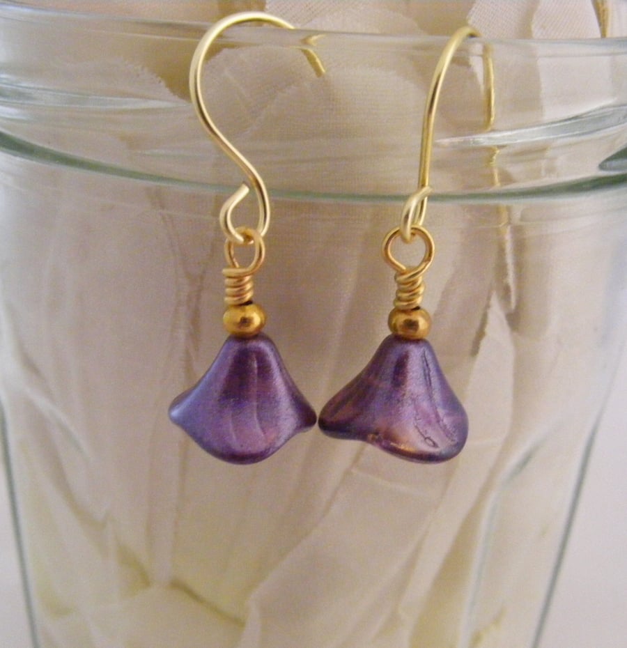 Lavender Satin Flower Earrings