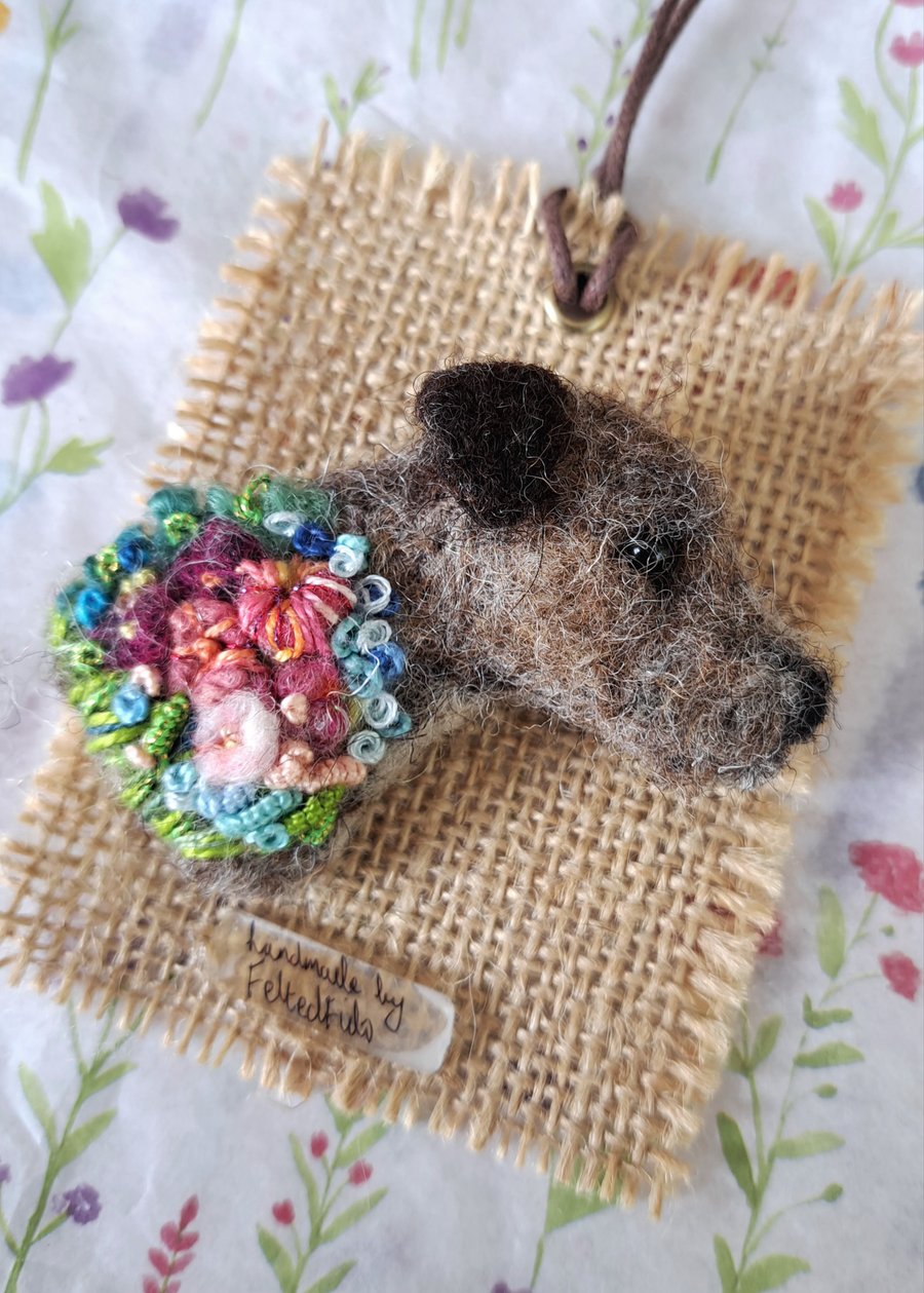 Needle Felted Border Terrier Brooch