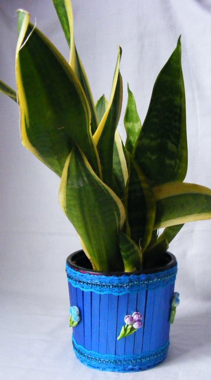 Handmade Metallic blue indoor plant pot holder