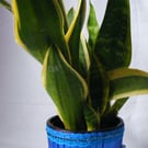 Handmade Metallic blue indoor plant pot holder