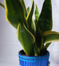 Handmade Metallic blue indoor plant pot holder