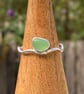 RARE UV Sea Glass and Sterling Silver Wavy Ring- Size R - 1367 - Image 2