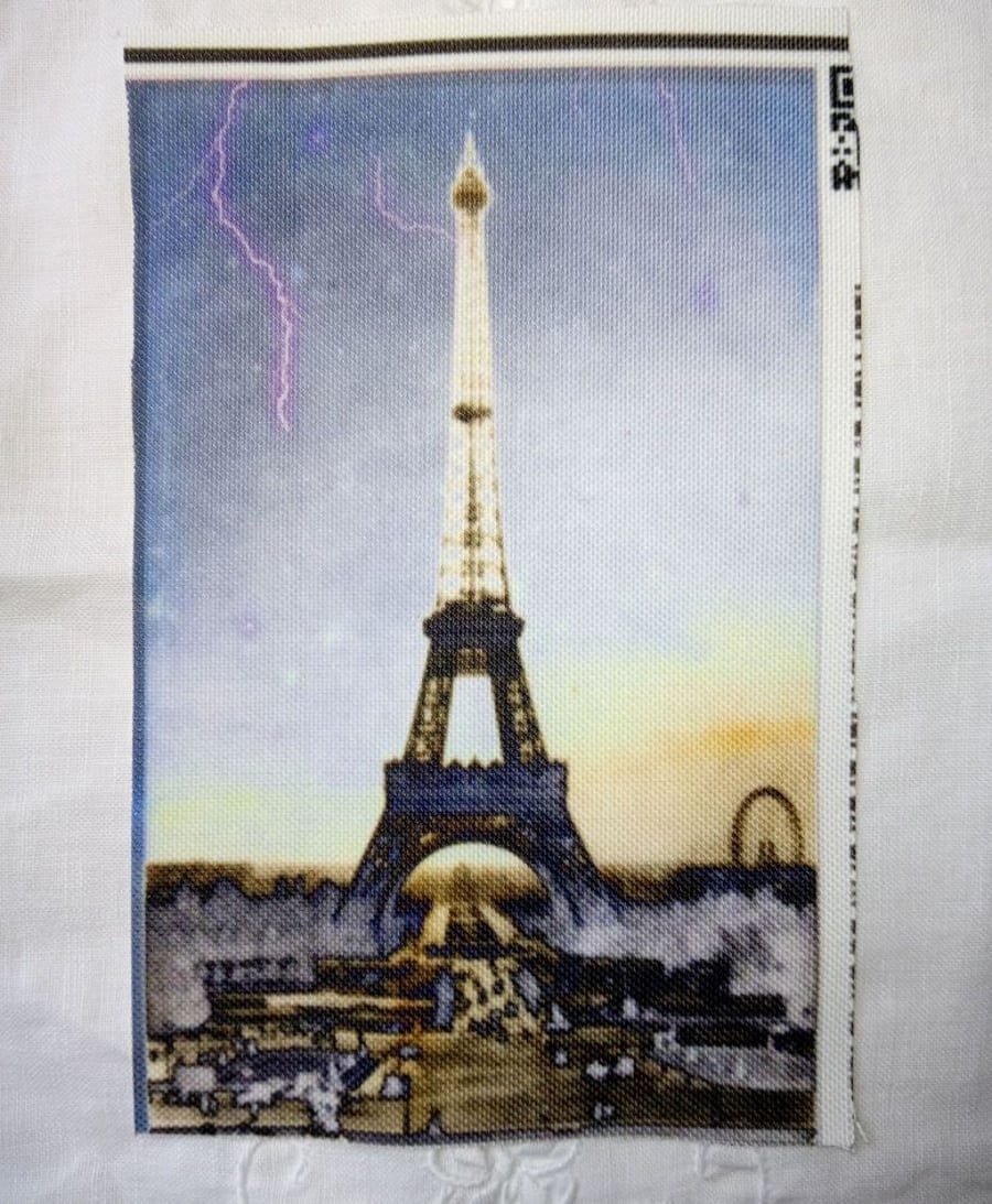 Eiffel tower fabric panel 10x15cm