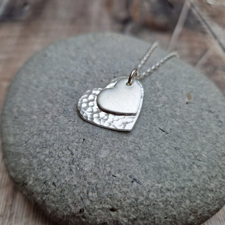 Sterling Silver Double Heart Necklace - JBJ2044