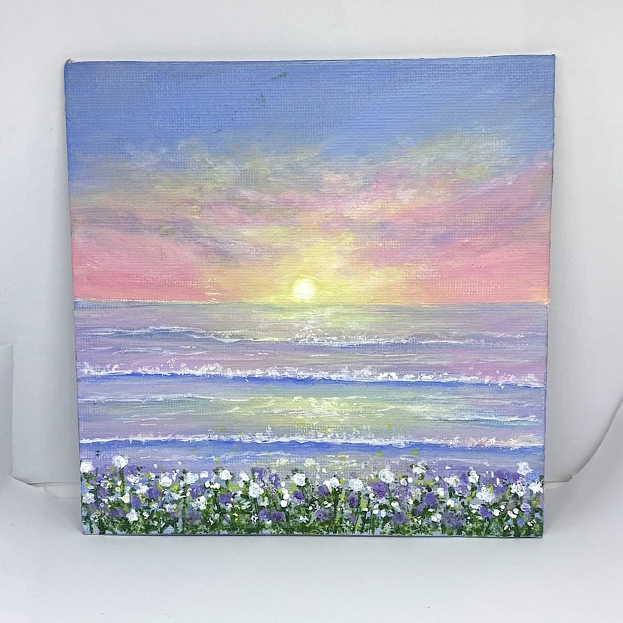 Acrylic on canvas dreamy seascape painting 