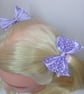 Set of 2 Purple Ribbon Bows on Hair Elastic – Layered Polka Dot Hair band - Image 8