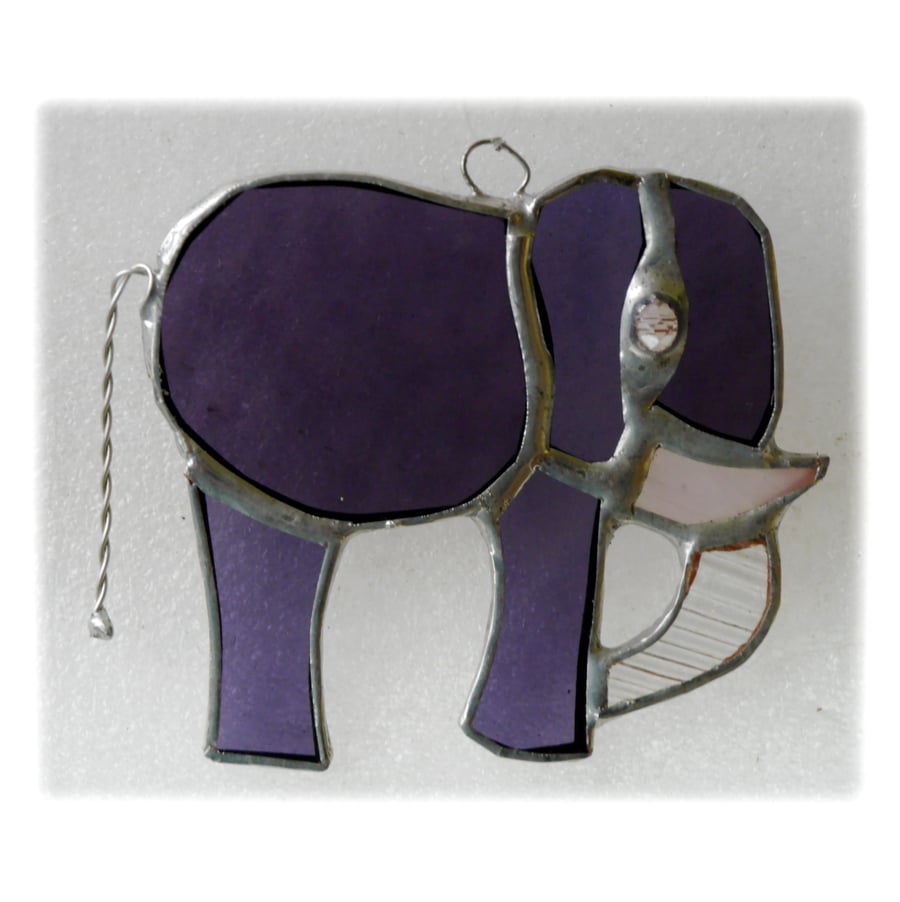 Elephant Suncatcher Stained Glass Purple 092