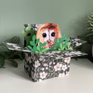 Tawny Owl Card. Personalised handmade birthday gift card for owl lover.