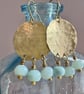 Golden brass earrings with Aventurine Gemstones Handmade in Cornwall