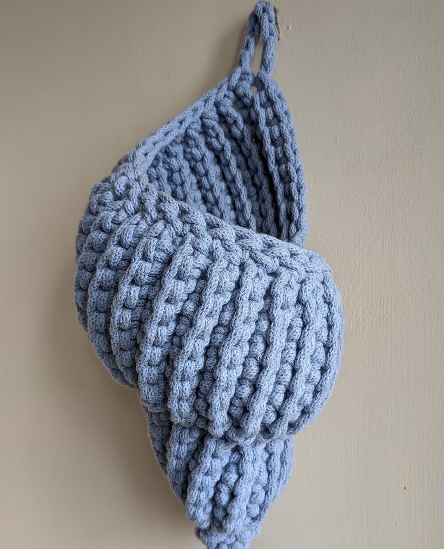 Large crochet shell, home decor, hanging decoration, plant display