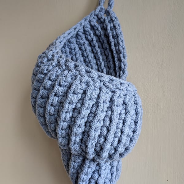 Large crochet shell, home decor, hanging decoration, plant holder, new home gift
