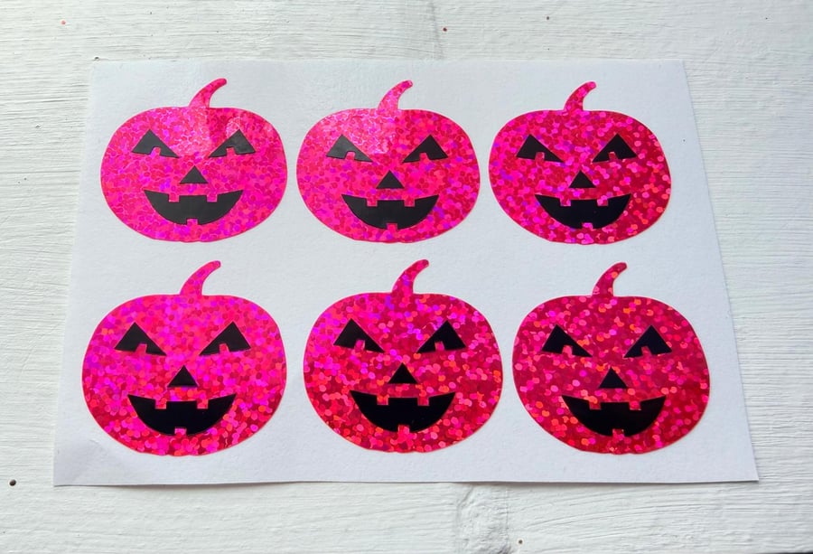 Pink Halloween Pumpkin Stickers