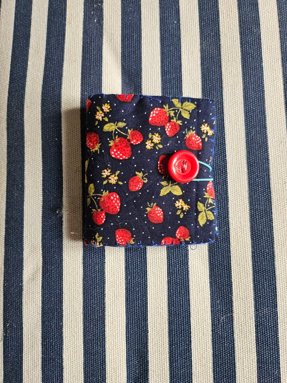 Needlebook Navy with strawberries 