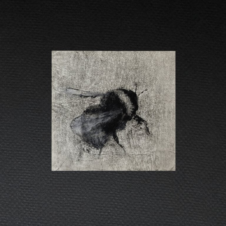 Bumblebee Original Artwork, Small Mixed Media Drawing 