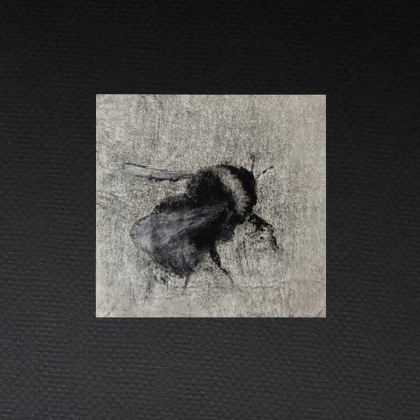 Bumblebee Original Artwork, Small Mixed Media Drawing 
