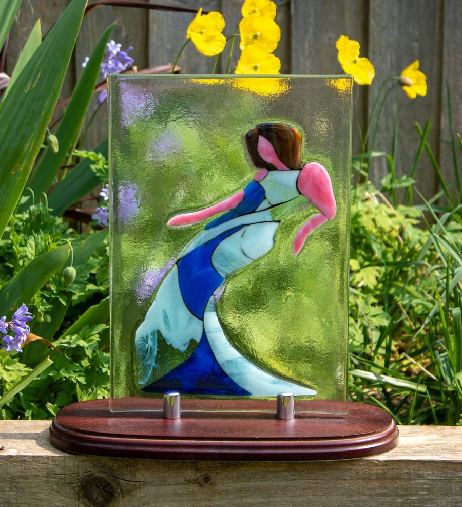 Fused Glass Blue Dancing Lady