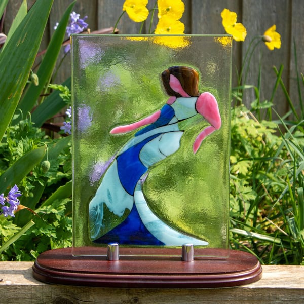 Fused Glass Blue Dancing Lady