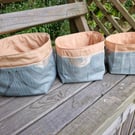 Set of 3 Blue and gold storage cubes