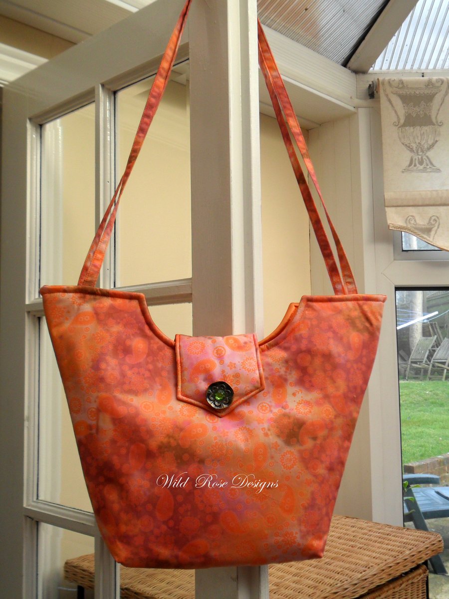 Shoulder Bag in Orange Batik   