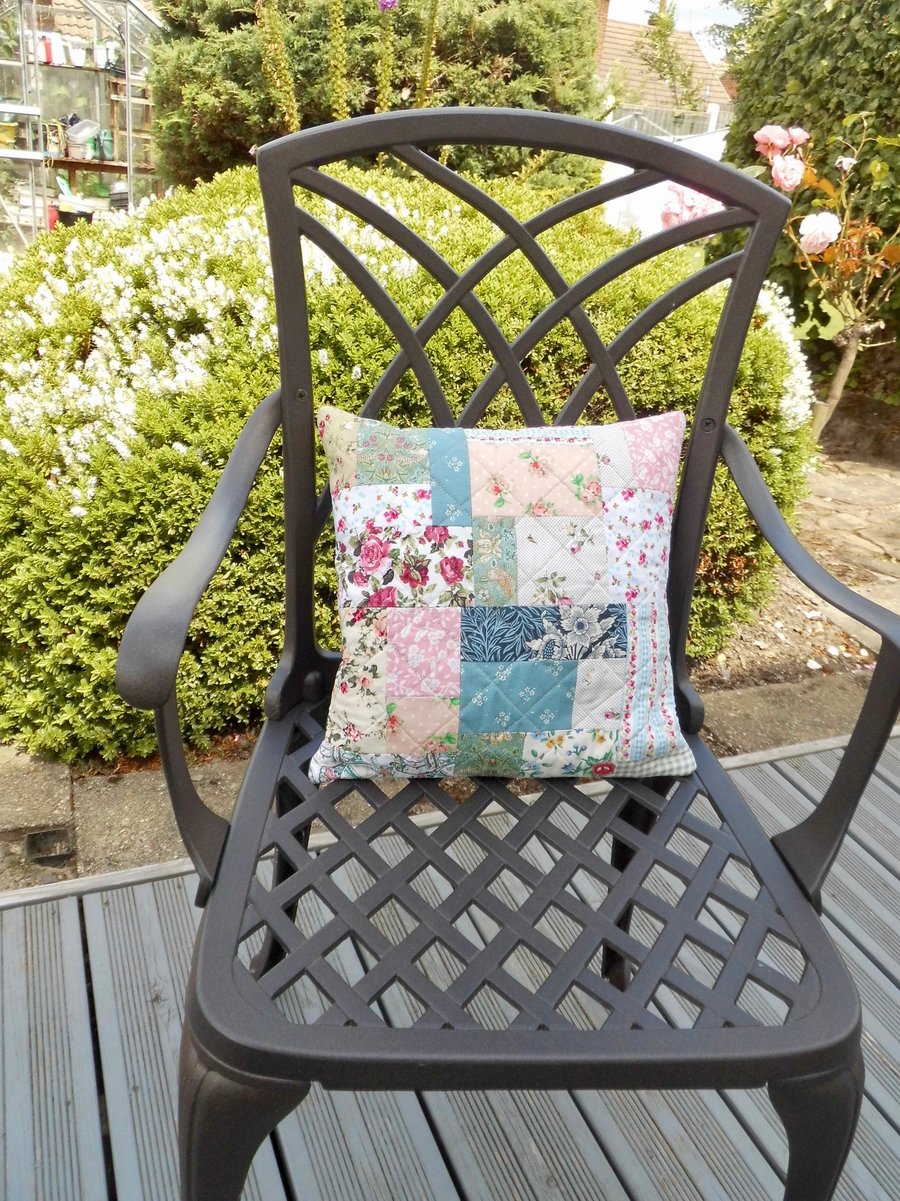 Patchwork cushion zero waste project with button back