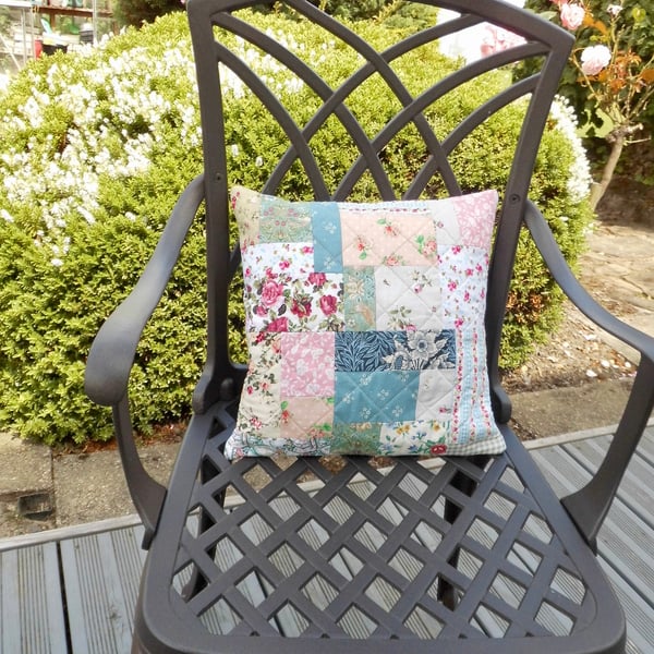 Patchwork cushion zero waste project with button back