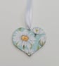 Daisies wooden hanging heart decoration, pretty gift for her - Image 3