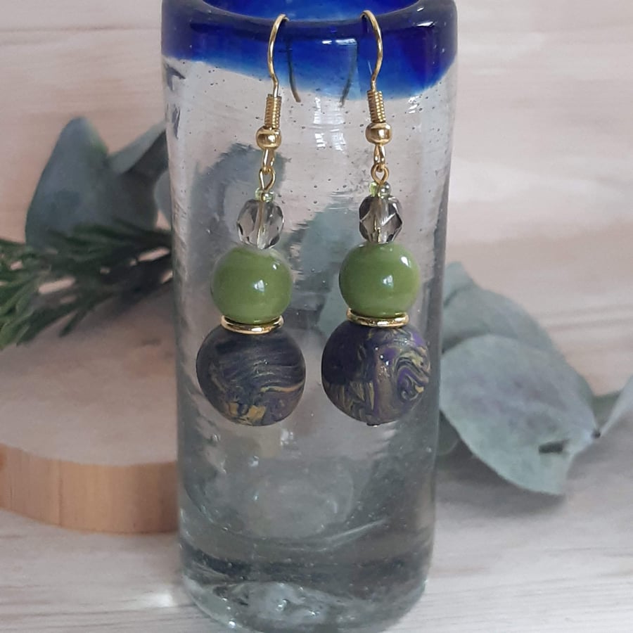 Elegant Handmade Polymer Clay Dangly Earrings