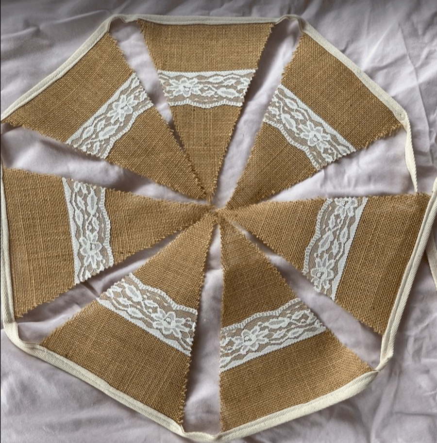 Hessian and Lace Wedding Bunting