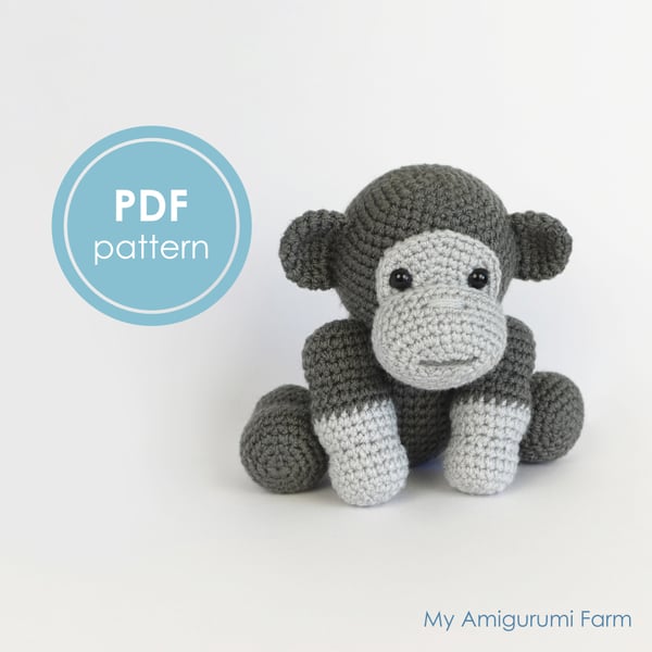 PATTERN: crochet gorilla pattern - amigurumi gorilla pattern - jungle animal