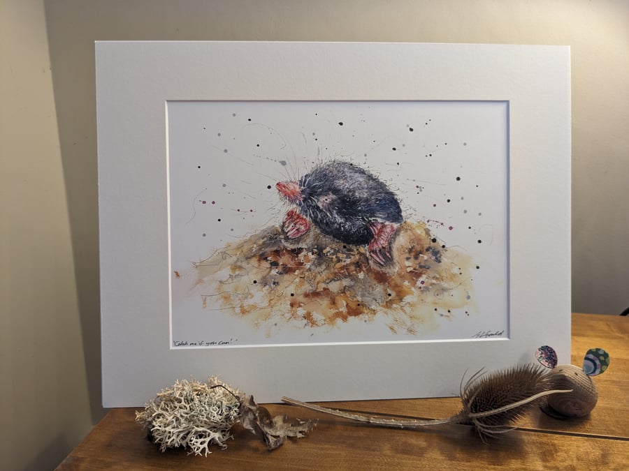 Mole, an A4 signed print of an original painting
