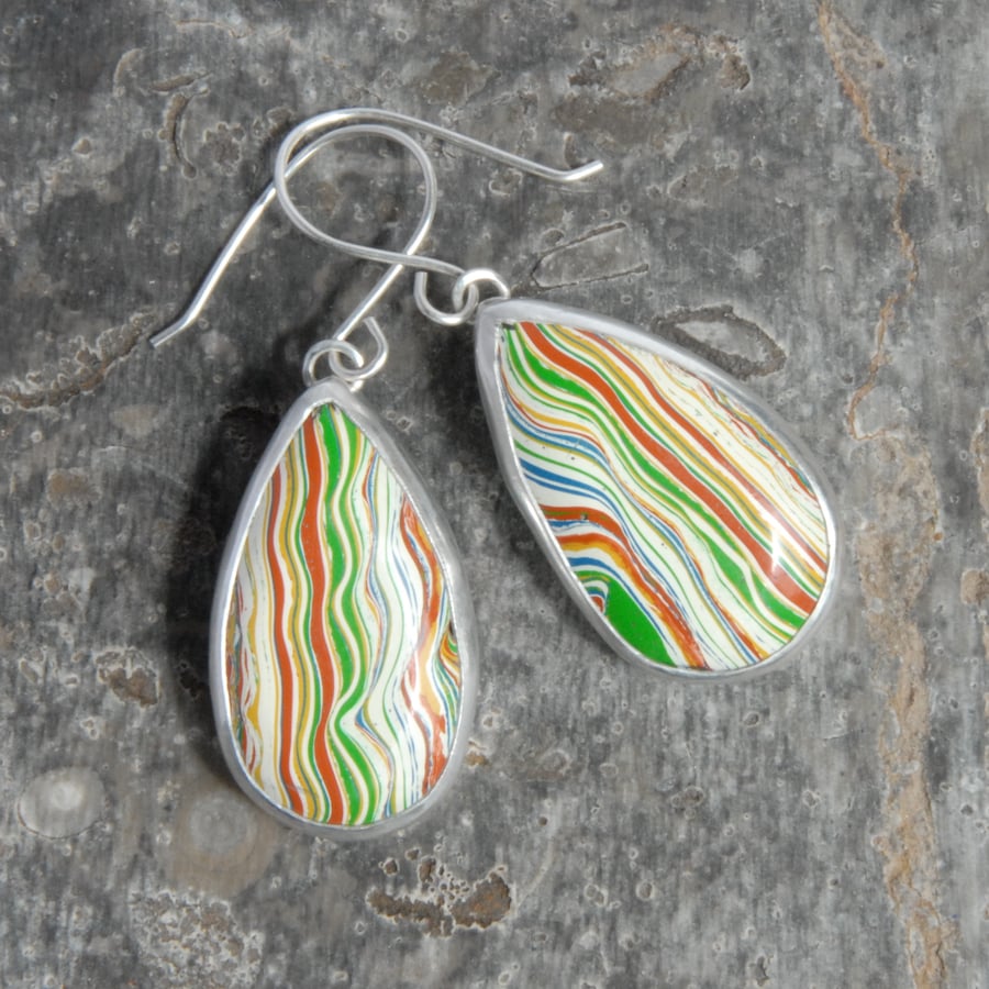 Striped boatite earrings