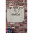 Chicken Girl Printed Cotton Tote Bag 