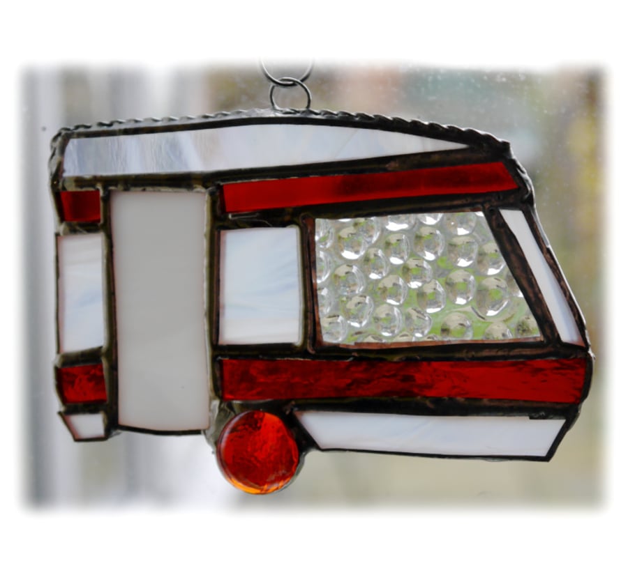 RESERVED for PieFairee Caravan Suncatcher Stained Glass Red