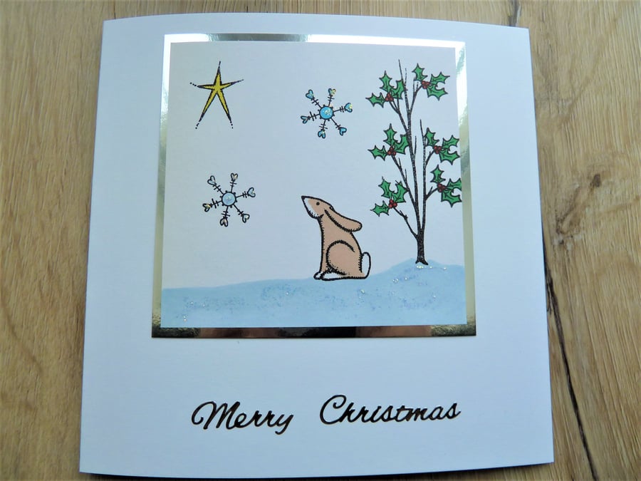 Christmas card, hare