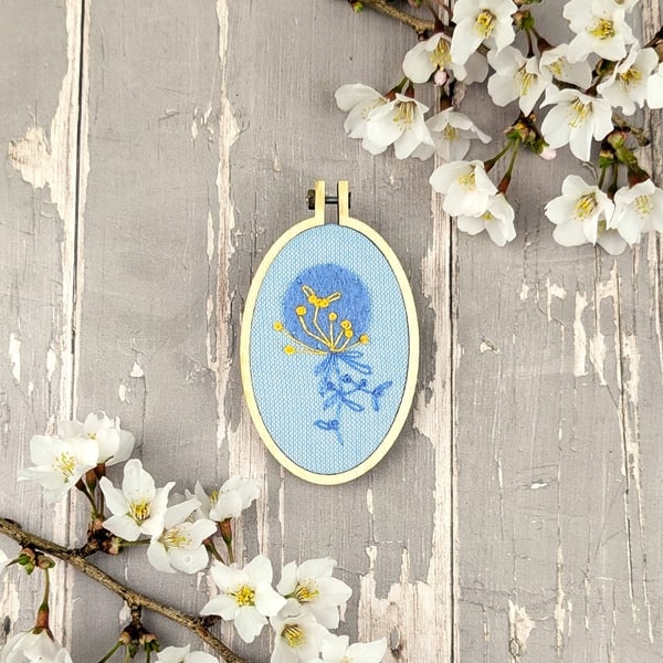 A Hand Embroidered Alium Brooch