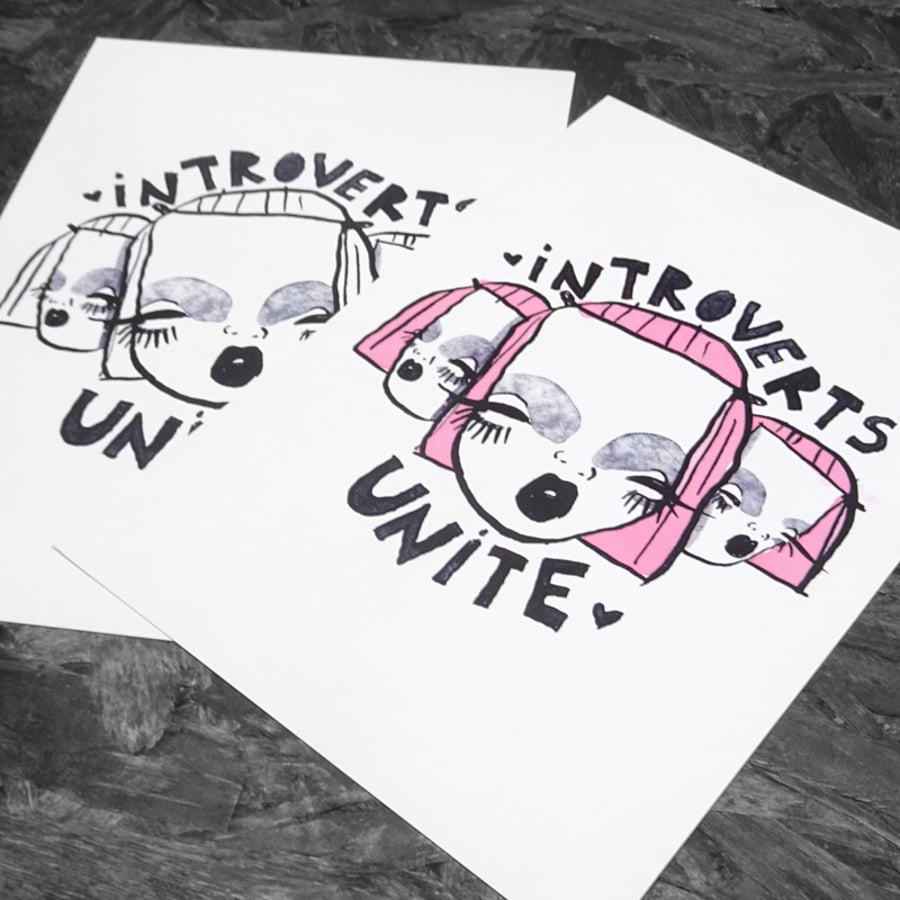 'Introverts unite' Small Poster Print