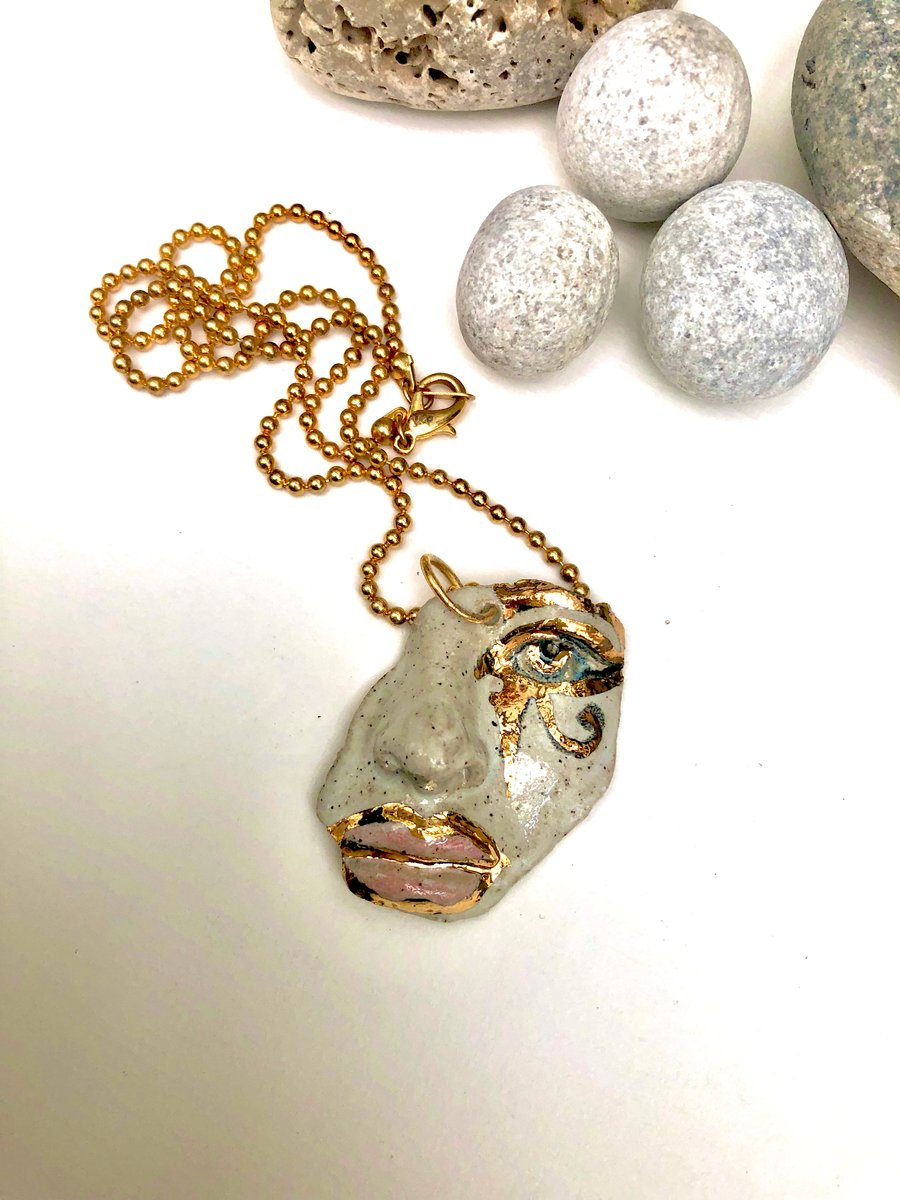 Eye of Horus Luck Goddesss ceramic pendant 