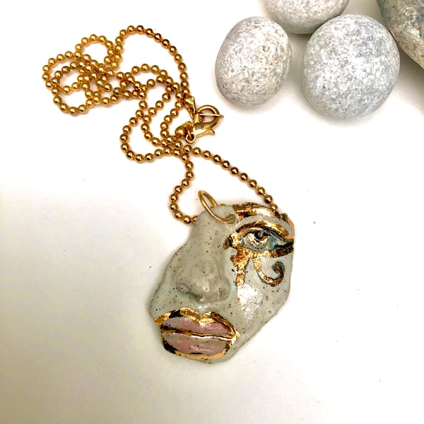 Eye of Horus Luck Goddesss ceramic pendant 