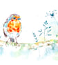 The Faithful Robin watercolour print, bird painting, ink drawing - Image 3