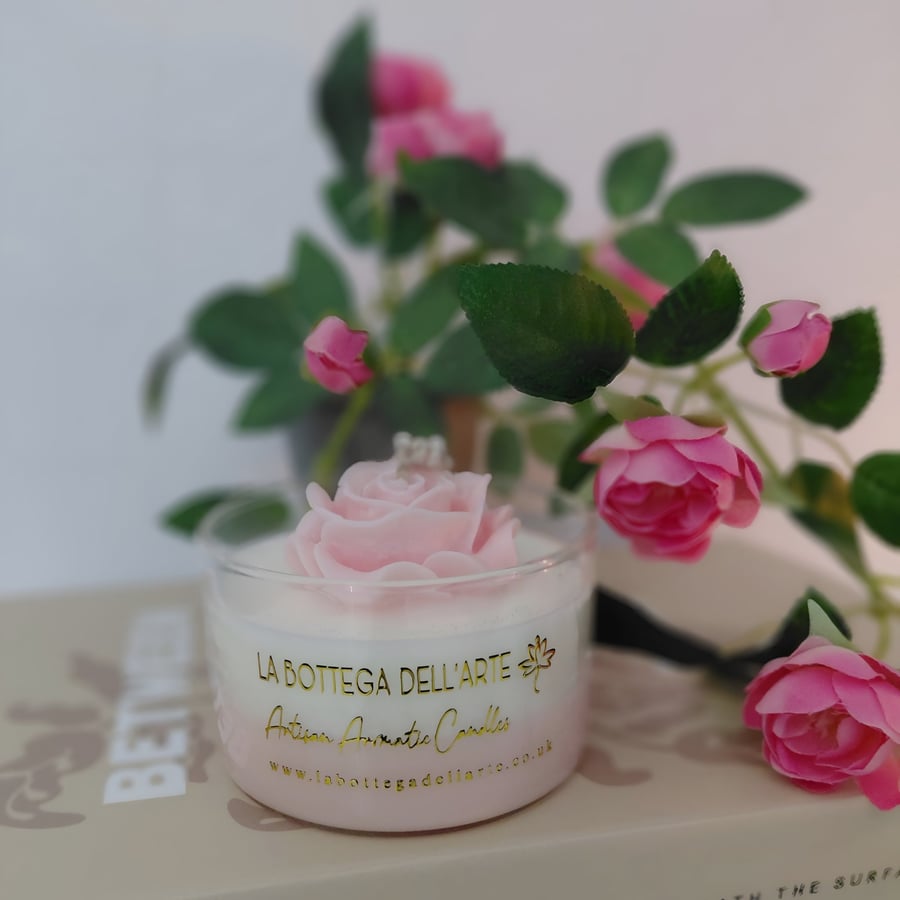 Roses Scented Soy Candle Vegan Friendly Handcrafted Flower Candle Free Delivery