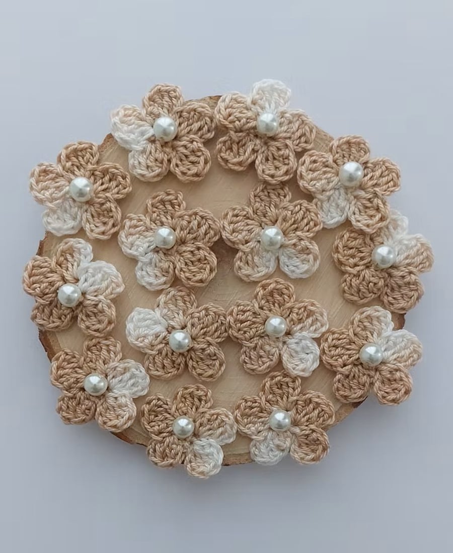 Two-Tone Crochet Flowers Appliqués for Crafting and Embellishing