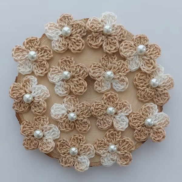 Two-Tone Crochet Flowers Appliqués for Crafting and Embellishing