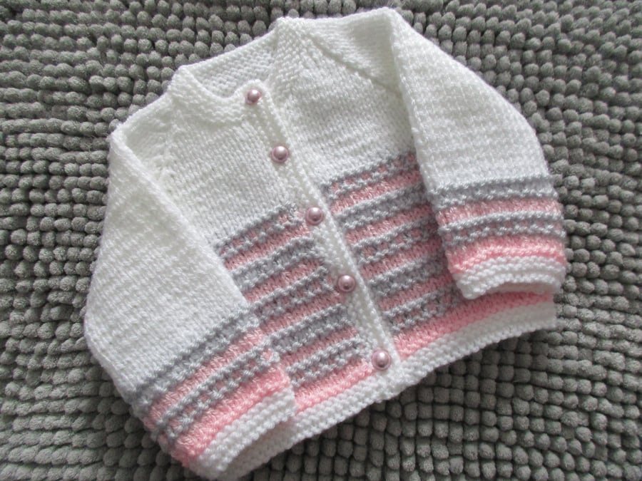 14" Three Colour Round Neck Cardigan