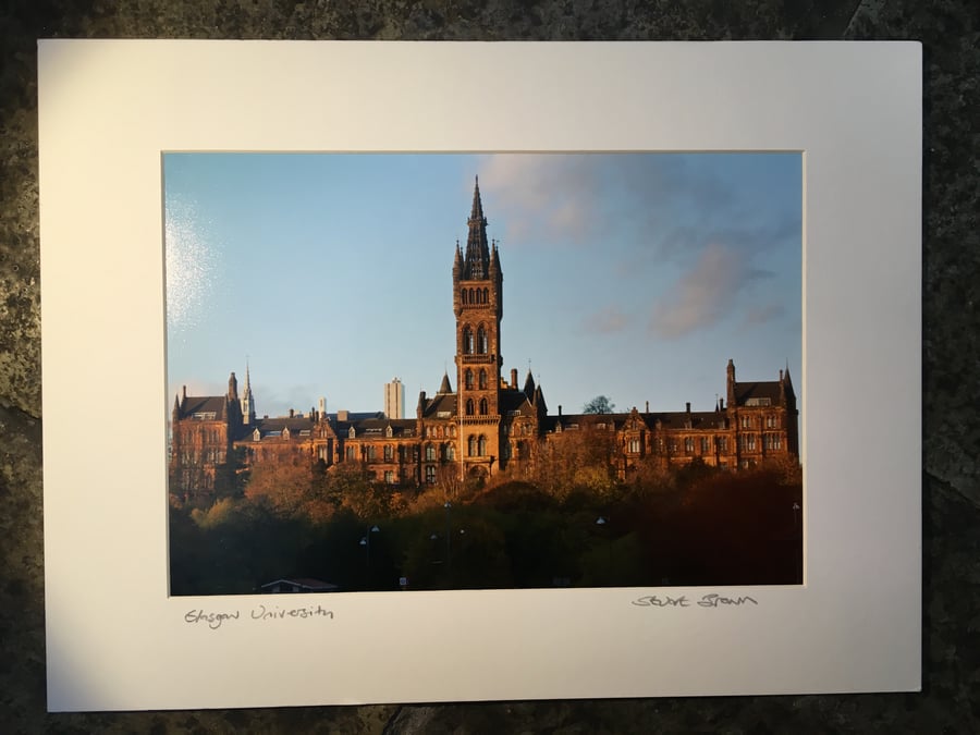 Glasgow University Signed Mounted Print FREE DELIVERY