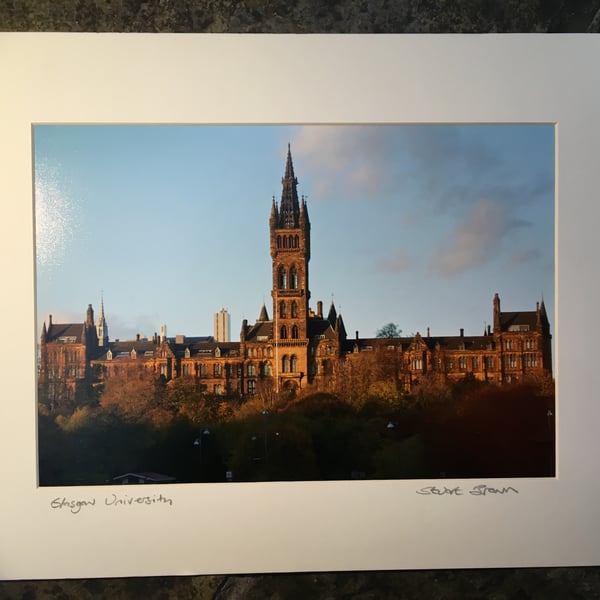 Glasgow University Signed Mounted Print FREE DELIVERY