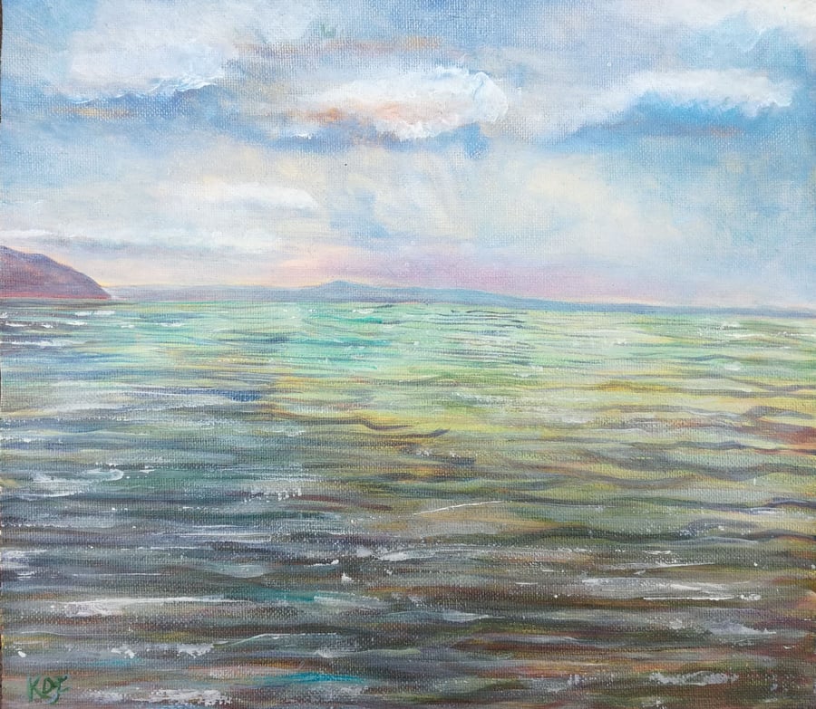 Acrylic seascape art original painting ocean scene picture Newfoundland 