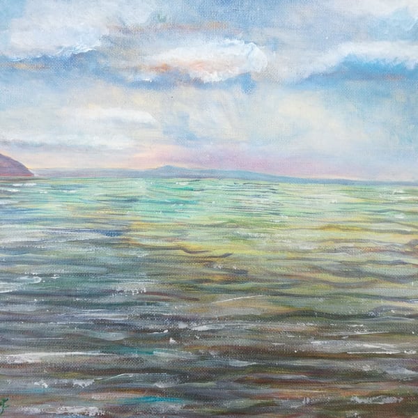 Acrylic seascape art original painting ocean scene picture Newfoundland 